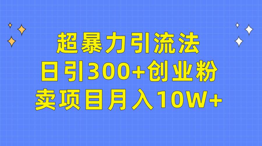 超暴力引流法，日引300+创业粉，卖项目月入10W+-云起副业网