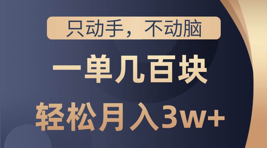 只动手不动脑，一单几百块，轻松月入3w+，看完就能直接操作，详细教程-云起副业网