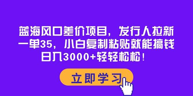 蓝海风口差价项目，发行人拉新，一单35，小白复制粘贴就能搞钱！日入3000+轻轻松松-云起副业网