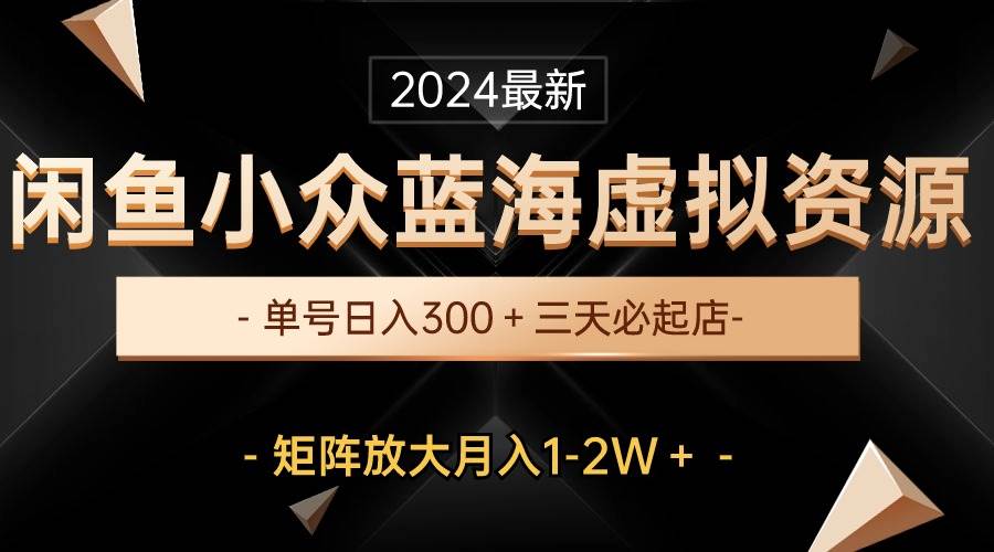 最新闲鱼小众蓝海虚拟资源，单号日入300＋，三天必起店，矩阵放大月入1-2W-云起副业网