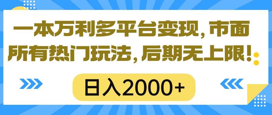 一本万利多平台变现，市面所有热门玩法，日入2000+，后期无上限！-云起副业网