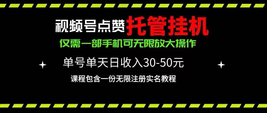 视频号点赞托管挂机，单号单天利润30~50，一部手机无限放大（附带无限…-云起副业网