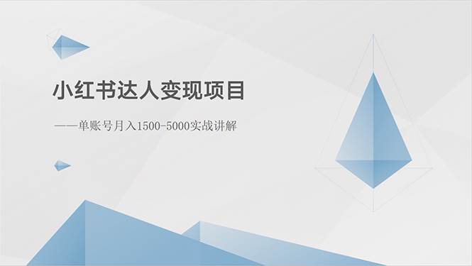 小红书达人变现项目：单账号月入1500-3000实战讲解-云起副业网