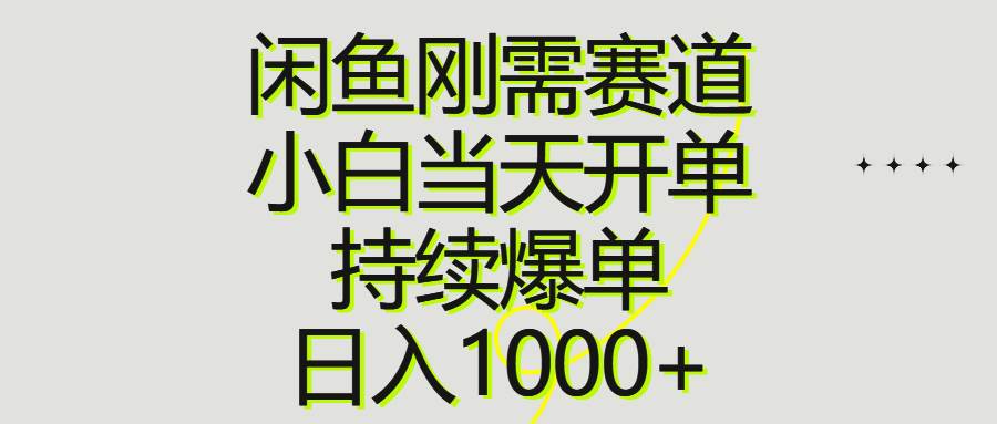 闲鱼刚需赛道，小白当天开单，持续爆单，日入1000+-云起副业网