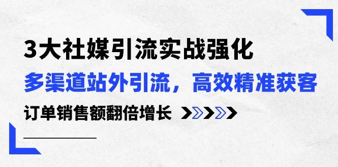 3大社媒引流实操强化，多渠道站外引流/高效精准获客/订单销售额翻倍增长-云起副业网