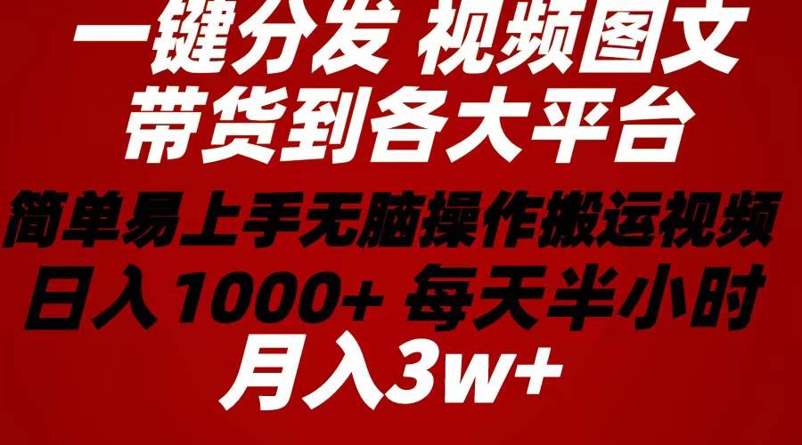2024年 一键分发带货图文视频  简单易上手 无脑赚收益 每天半小时日入1…-云起副业网