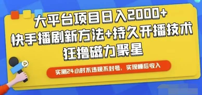 快手24小时无人直播，真正实现睡后收益-云起副业网