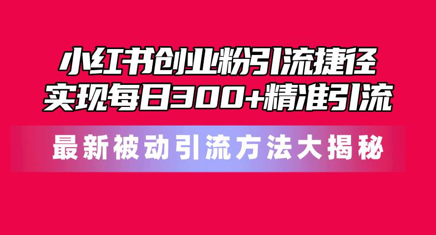 小红书创业粉引流捷径！最新被动引流方法大揭秘，实现每日300+精准引流-云起副业网