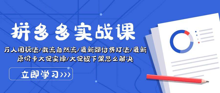 拼多多·实战课：万人团玩法/截流自然流/最新强付费打法/最新原价卡大促..-云起副业网