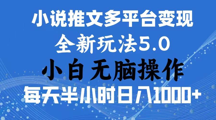 2024年6月份一件分发加持小说推文暴力玩法 新手小白无脑操作日入1000+ …-云起副业网