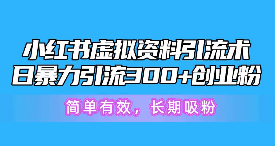 小红书虚拟资料引流术，日暴力引流300+创业粉，简单有效，长期吸粉-云起副业网
