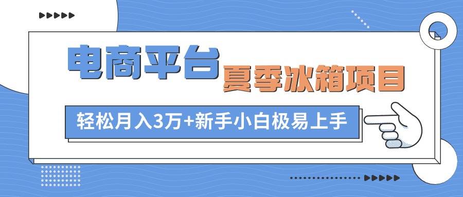 电商平台夏季冰箱项目，轻松月入3万+，新手小白极易上手-云起副业网