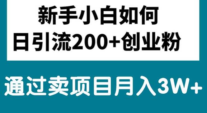 新手小白日引流200+创业粉,通过卖项目月入3W+-云起副业网