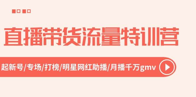 直播带货流量特训营，起新号-专场-打榜-明星网红助播 月播千万gmv（52节）-云起副业网