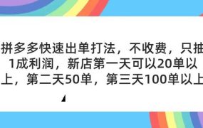 拼多多2天起店,只合作不卖课不收费,上架产品无偿对接,只需要你回...-云起副业网