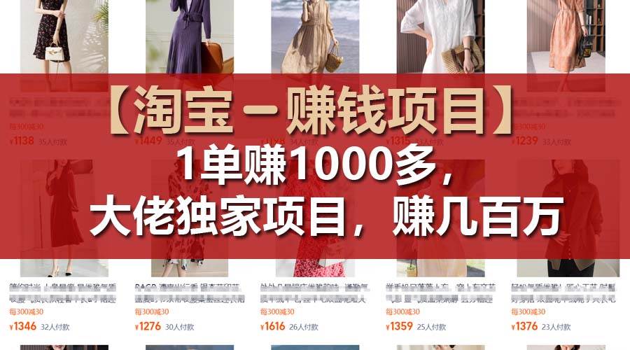 【淘宝赚钱项目】1单可赚1000多，大佬独家项目，年赚几百万-云起副业网