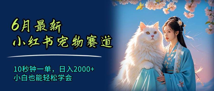 6月最新小红书宠物赛道，10秒钟一单，日入2000+，小白也能轻松学会-云起副业网