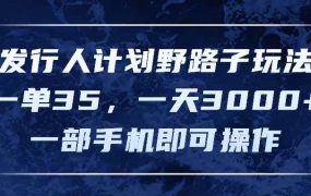发行人计划野路子玩法，一单35，一天3000+，一部手机即可操作-云起副业网