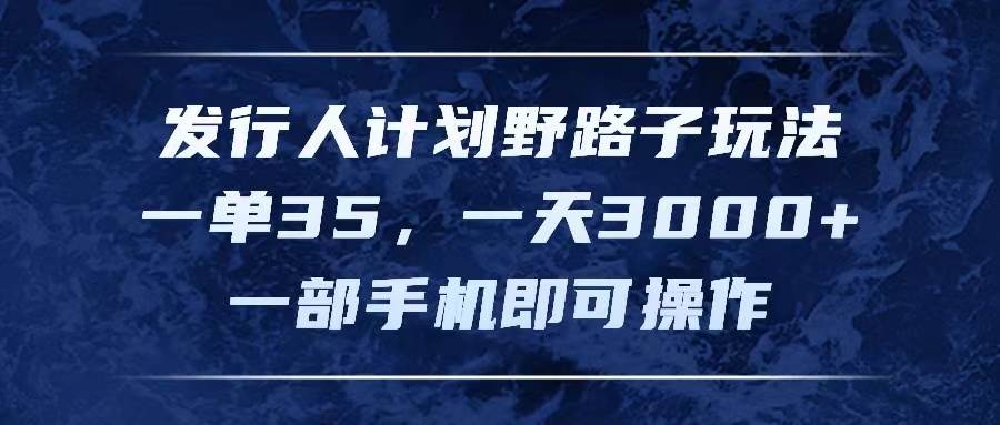发行人计划野路子玩法，一单35，一天3000+，一部手机即可操作-云起副业网