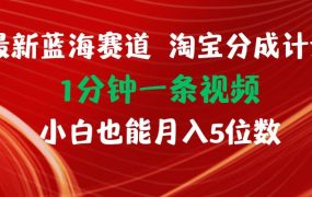 最新蓝海项目淘宝分成计划1分钟1条视频小白也能月入五位数-云起副业网