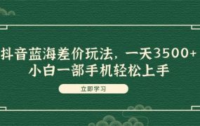 抖音蓝海差价玩法,一天3500+,小白一部手机轻松上手-云起副业网