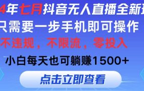 2024年七月抖音无人直播全新玩法,只需一部手机即可操作,小白每天也可...-云起副业网