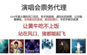 演唱会全网最低票务代理，小白一分钟上手，手把手教你卖票，日入2000+...-云起副业网