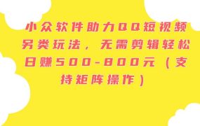小众软件助力QQ短视频另类玩法,无需剪辑轻松日赚500-800元(支持矩阵...-云起副业网