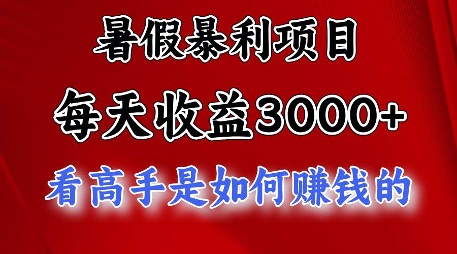 暑假暴利项目，每天收益3000+ 努努力能达到5000+，暑假大流量来了-云起副业网
