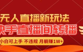 快手直播间转播玩法简单躺赚，真正的全无人直播，小白轻松上手月入1W+-云起副业网