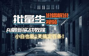 【AI最新实战教程】日入600+,批量生成说唱解说视频,小白也能1天搞定百条-云起副业网