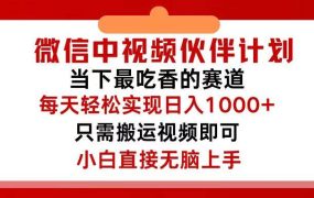 微信中视频伙伴计划,仅靠搬运就能轻松实现日入500+,关键操作还简单,...-云起副业网