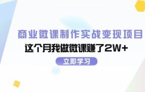 商业微课制作实战变现项目，这个月我做微课赚了2W+-云起副业网