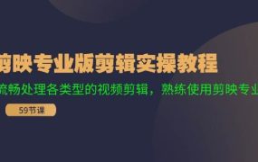 剪映专业版剪辑实操教程:流畅处理各类型的视频剪辑,熟练使用剪映专业版-云起副业网