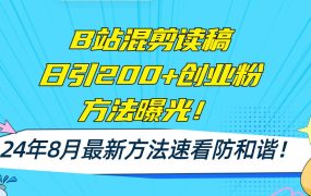 B站混剪读稿日引200+创业粉方法4.0曝光,24年8月最新方法Ai一键操作 速...-云起副业网