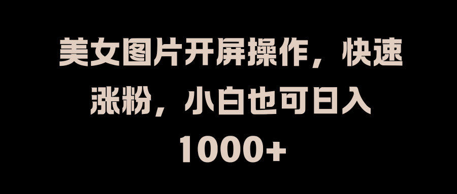 美女图片开屏操作，快速涨粉，小白也可日入1000+-云起副业网