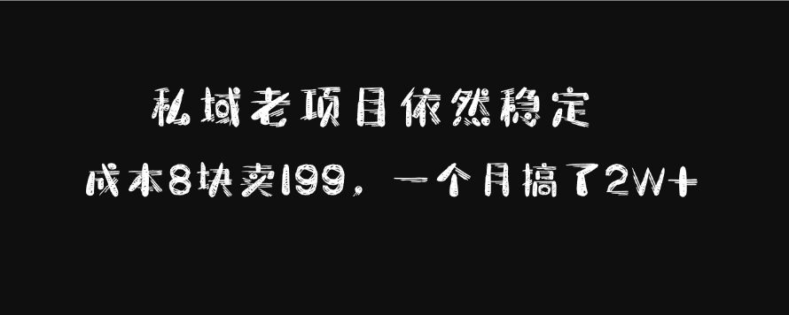 私域老项目依然稳定，成本8块卖199，一个月搞了2W+-云起副业网