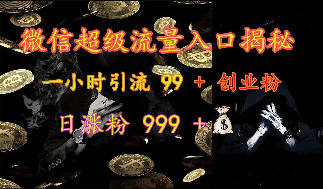 微信超级流量入口揭秘：一小时引流 99 + 创业粉，日涨粉 999 +【揭秘】-云起副业网