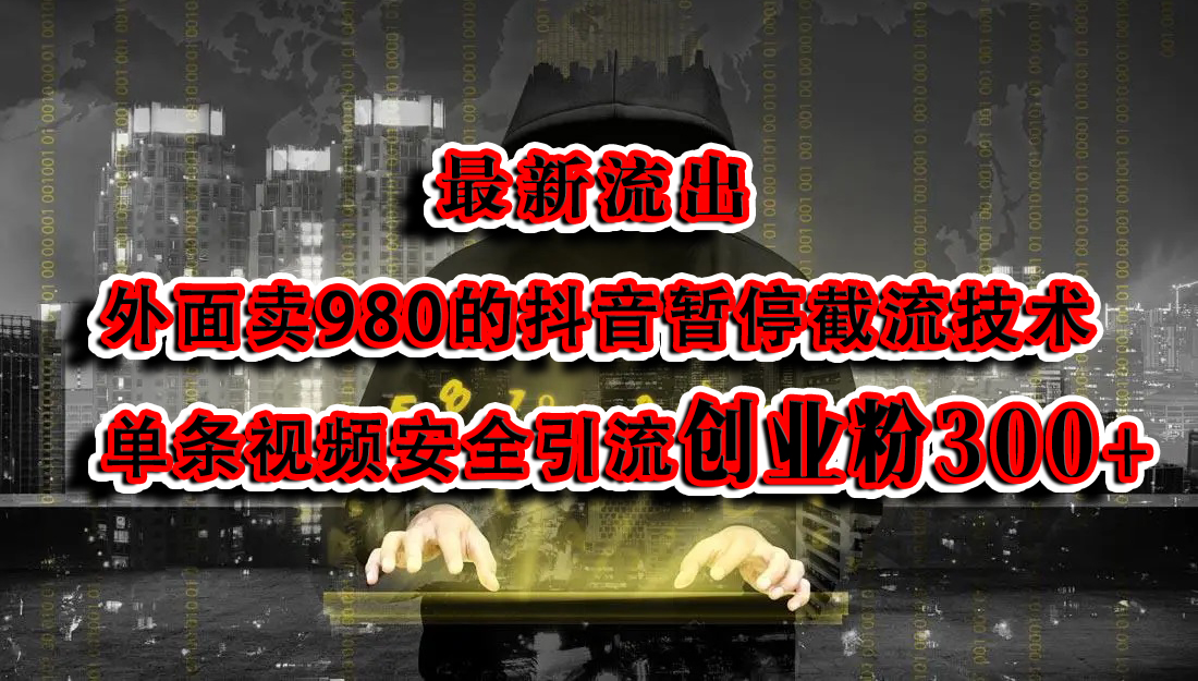 最新流出：外面卖980的抖音暂停截流技术单条视频安全引流创业粉300+-云起副业网