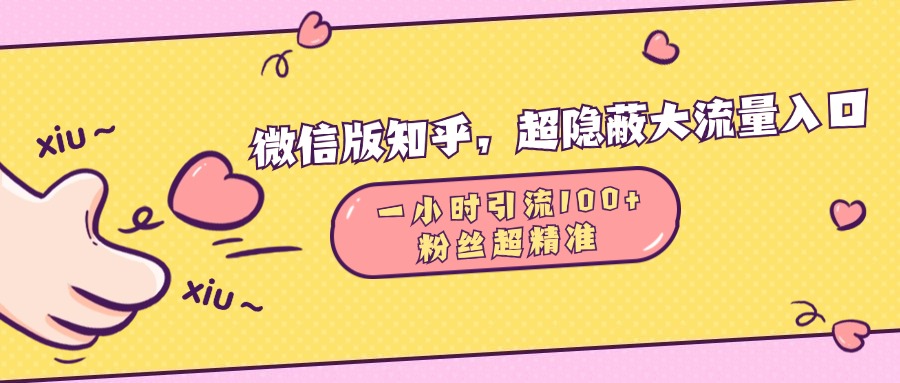 微信版知乎，超隐蔽流量入口，一小时引流100人，粉丝质量超高-云起副业网