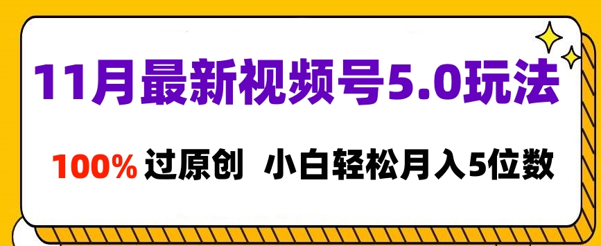 11月最新视频号5.0玩法，100%过原创，小白轻松月入5位数-云起副业网