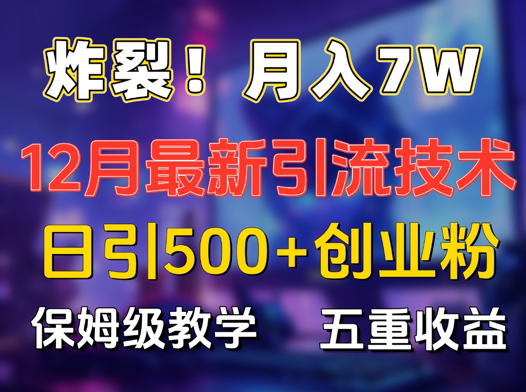 炸裂！月入7W+揭秘12月最新日引流500+精准创业粉，多重收益保姆级教学-云起副业网