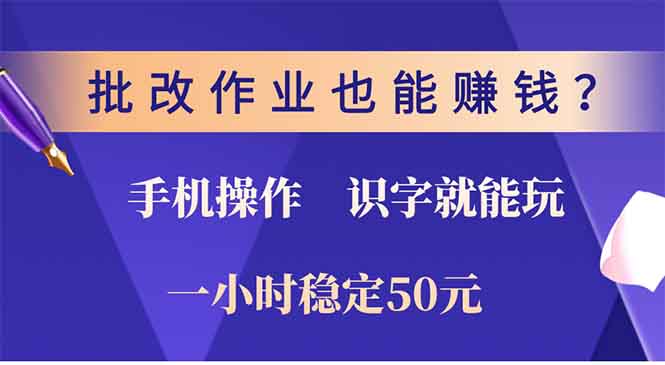 批改作业也能赚钱？0门槛手机项目，识字就能玩！一小时稳定50元！-云起副业网