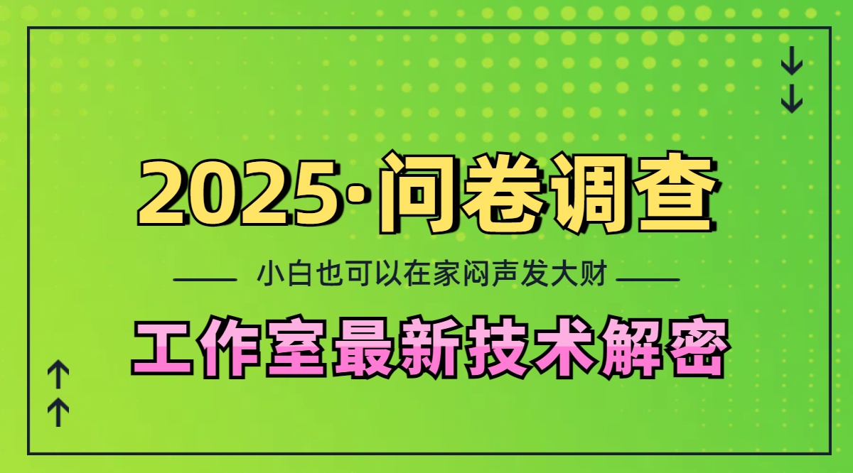 2025《问卷调查》最新工作室技术解密:一个人在家也可以闷声发大财,小白一天200+,可矩阵放大-云起副业网