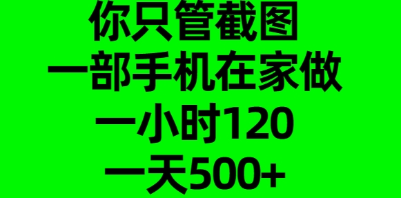 你只管截图，一部手机在家做，一小时120，一天500+-云起副业网