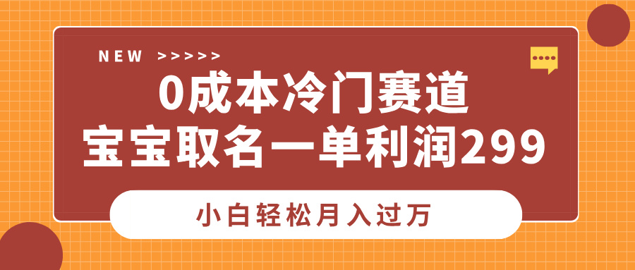 0成本冷门赛道，宝宝取名一单利润299，小白轻松月入过万-云起副业网
