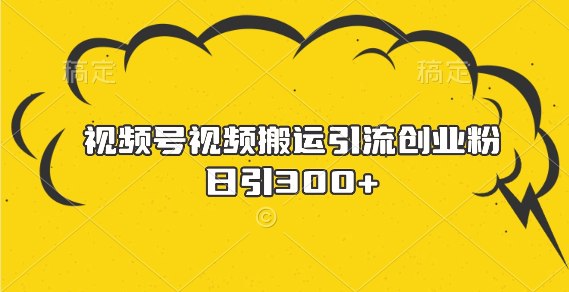 视频号视频搬运引流创业粉，日引300+-云起副业网