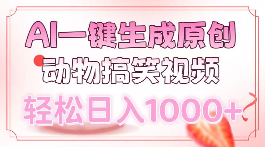 AI一键生成原创动物搞笑视频，轻松日入1000+-云起副业网