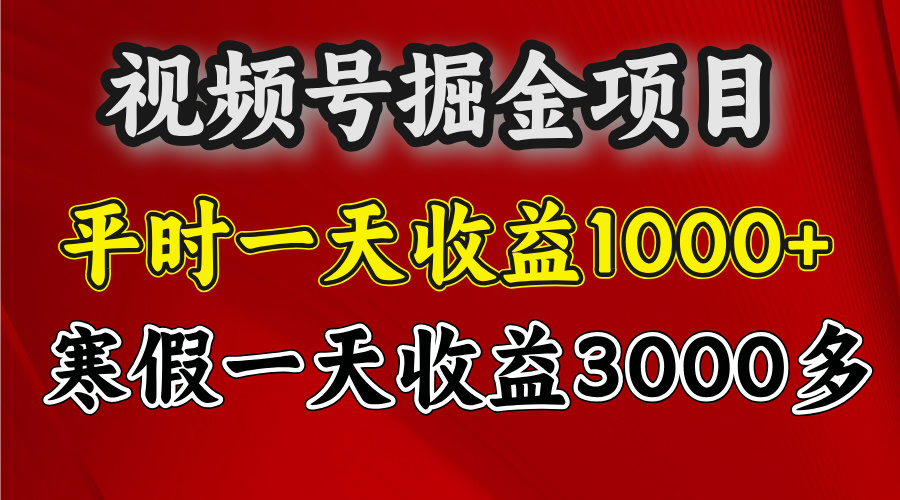 视频号掘金项目，寒假一天收益3000多-云起副业网