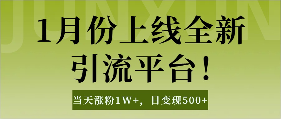 1月上线全新引流平台，当天涨粉1W+，日变现500+工具无脑涨粉，解放双手操作简单-云起副业网